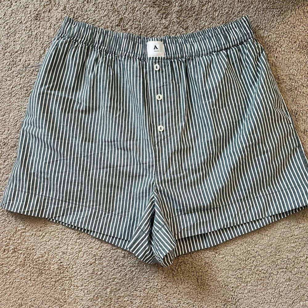 Anthropologie White and Green Bermuda Shorts